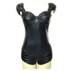 New Style Women's One-piece PVC Leather Boned Bodyshaper Slim Bodysuits Bustier Corset