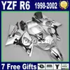 Custom Fairing Kit för YZF-R6 98-02 Yamaha YZF600 YZF R6 1998 1999 2000 2001 2002 Svart Blå Motorcykel Fairings Set GG36 +7 Presenter