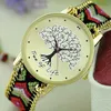 2015 nieuwe horloges 13 kleuren Geneva dames vrouwen weven jurk horloge handgemaakte gevlochten boom des levens armband quartz touw horloge