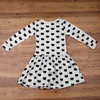 Coton à manches longues bébé fille robe timbre noir élastique plissé enfants enfants robe couture dessin animé chat imprimer fille Dress4135671