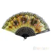 Gros-Espagnol Fleur Floral Tissu Dentelle Pliage À La Main Danse Fête De Mariage Décor Ventilateur 1N1G 2KFM