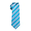 Set di cravatte in seta per uomo Gemelli con fazzoletto a righe blu Jacquard in tessuto Cravatta da uomo Set di cravatte da lavoro da lavoro formale N-0568281T