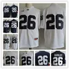 Mens Penn State Nittany Lions #26 Saquon Barkley No Nazwa granatowa biała futbol college'u zszyta ncaa tanie koszulki dla dorosłych