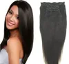 Italian Coarse Yaki Clip In Human Hair Extensions Yaki Straight Brazilian Virgin Hair Straight 100% Human Hair Free Shipping