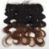 Brazilian Malaysian Virgin Hair Ombre Closure 13x4 Bleached Knots 2Tone 1b/33 Body Wave Free Part Lace Frontal Closure With Bady Hair