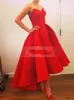 2016 Fashion New Arrival Affascinante innamorato Aline Telength Red Satin Casual Evening Dresses 10013289174