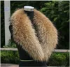 Women's or Men's Fur Scarves With 100% Real Raccoon Fur Collar for Down Coat Nature color Varies Size From Length 75-100cm Free shipping