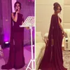 New Burgundy Evening Dresses Formal Party Wear with Cape Shawl Mermaid Prom Gowns Bateau Vintage Maroon Cheap High Quality Dress