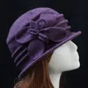 Kvinnor Ull Foldbar Cloche Bucket Hat med blomma Accent 8 Färger Tillgänglig Gratis frakt