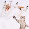 Cat Toys Interactive med Bells Funny Wood Stick Dangle Mouse Ball med fjäder Husdjur Spela leksaker