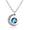 Mode Galaxie Planet Anhänger Halsketten Mond Cabochons Glaswelt Sternenraum Mondstein Charms Halskette Für Damen Halsband Schmuck