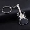 Musical Instrument Guitar Keychain Enamel key ring holder Bag Hangs fashion jewelry Promotion gift Black Red Blue