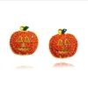 Moda Pozłacane Charms Kolczyki Dangle Orange Rhinestone Smile Dyni Kolczyki Dla Kobiet Biżuteria Halloween Prezenty