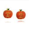 Fashion Gold Plated Charms Earrings Dangle Orange Rhinestone Smile Pumpkin Earrings For Women Jewelry Halloween Gifts