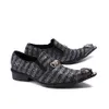 Bella -stijl Christia gestreepte Britse trouwjurk Pointy Toe Bling Sapato Masculino Buckle Business Men Oxford Shoes 78700