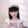 Girls' Head Pieces Children Girl Flower Headband Bracelet Lovely Floral Garland Wedding Headwear Hair Jewelry Wristband Pink 2755