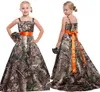 Camo Robes De Filles De Fleur Pour Les Mariages Spaghetti Élastique Satin Princesse Étage Longueur Robes De Demoiselle D'honneur Junior Pays Fleur Filles Robes