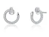 Pendientes de tuerca de plata de ley 925, joyería de moda, letra C llena de circonita, cristal de diamante, pendiente de parpadeo simple para mujeres y niñas, 100 Uds.