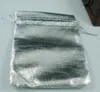 100Pcs Silver Plated Gauze Jewelry Gift Pouch Bags For Wedding Favors With Drawstring 7x9cm