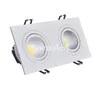 Square-dimbaar 2 * (9W 12W 15W 20W) COB LED Downlights 18 W 24 W 30 W 40W Wit / Zilver Tiltable Armatuur Verzonken Plafond Down Lights Lampen CE UL ul