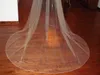 2018 Romantic One-Layer Bridal Veil Cathedral Length Tulle Rhinestones Wedding Veils Beaded Edge White Or Ivory Bride's Veil 213J