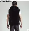 Fall-Mink Skin Bont Vest Met Capuchon Heren Zwart Vest Designer Mouwloze Jassen Voor Mannen Hoge Kwaliteit Luxe Vesten Stijlvol