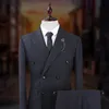 Новый черный костюм мужчины повседневная 3 штуки набор двойной пряжки украшены легкие уход за рубкой брюки высокого качества плюс размер S-3XL4XL5XL
