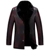 Großhandel - Russische Winter-Schwarze Lederjacken Hochwertige dicke warme Herren-Lederjacke und Mantel Mode Lässige Herrenbekleidung Jaquet