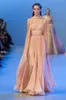 2016 Halter Elie Saab Nancy Ajram Prom Party Dresses Chiffon Sash Arabo Dubai Abiti da sera A-Line con pieghe arricciate Abiti