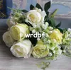 Silk Spring Rose Bush (12 stems/piece) 47cm/18.5" Length Artificial Flowers Roses Loosestrife Foam Fruit Cherry Petal for Wedding Centerpiec