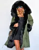 Wholesale-New Winter Coats Women Jackets Real Large Raccoon Fur Collar Thick Cotton Padded Lining Ladies Down & Parkas Plus Size S-2XL