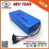 Diepe cyclus elektrische fiets batterij 48V 10AH lithium batterij met 15A BMS 2A-oplader voor 720W elektrische fiets motor scooter