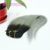 2015 Moda negro a gris sirena colorido ombre brasileño clip en extensiones de cabello Dos ombre astilla gris clip en el cabello 7 piezas Set2591667