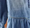 Crianças Denim Denim Vestido Princesa Dress Meninas Manga Longa Denim Denim Vestido Cowboy Roupas Fina Blue Denim Denim Dress Menina Jean Dress Dress Dress In Stock