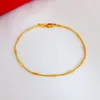18K Real Gold Plated Bracelet Women Jewelry Gift Free Shipping New Trendy 1.8MM Chunky Snake Chain & Link Bracelet