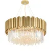 Luxe post Moderne Crystal Hanglamp K9 Crystal Rvs Lampenkap in Goud Moderne Hanglampen Ronde rechthoek Crystal Lights