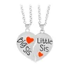 Heißer verkauf 2 teile / satz "Big sis Kleine sis" Red Heart shaped Anhänger Halsketten Schwester Ketten BFF Beste Freunde Für Immer Geschenk