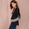 HDY Haoduoyi slim donna Pu patchwork Paillettes argento nero Giacche Cappotto invernale moda manica intera per q1109 all'ingrosso