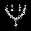 Wholesale-New arrival Elegant Charm Plated Wedding Bridal WaterDrop Raindrop Rhinestone Crystal Necklace Earring Jewelry Set C1MPJ139-60