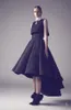 Ashi Studio Svart Två Stycken Kort Prom Klänningar Hög Neckline Hög Låg Taffeta Skräddarsy Klänning 90% Liknande Arabian Dubai Dress