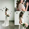 Romantic V-Neck Spring Beach Beads Wedding Dresses Chiffon Bohemian Boho Garden Country Style Vestido de novia Formal Bridal Gown