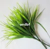 HOT Fake Green Plant 30cm/11.81" Length 12Pcs/lot Artificial Lucky Grass Plastic Plants Grasses 7 Stems per Bunch for Wedding Flower