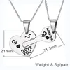 316L Stainless Steel Silver Heart and Key Puzzle Pendants Necklace for Couple I Love You Pendant