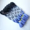 Ombre pelo trenzado sintético 24 pulgadas 100g Ombre tres colores Jumbo Crochet trenzas Twist extensiones de cabello sintético