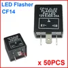 50 unids CF14 JL-02 LED Flasher 3 Pin Electronic Relay Module Fix Auto Motor LED SMD Gurn Sign Light Error Flashing Blinker 12V 0.02A a 20A