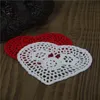 Free shipping wholesale 100% cotton hand made Shaped Heart crochet doily lace cup mat vase mat, coaster 13cm table mat 20PCS/LOT