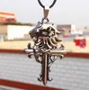 Vintage Läder Cord Titan Stainless Stee Halsband Lion Head Cross Pendant Halsband Män Mode 10st / Lot