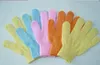 Exfoliating Bath Glove Fem Fingrar Bad Badrum Tillbehör Nylon Bad Handskar Badtillbehör Produkter DHL Gratis Shiipping