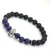 Nouveau Design 8mm Mat Agate Lapis Lazuli Perles avec Guerrier Romain Casque Bracelet De Mode Spartan Bijoux pour Hommes Cadeau