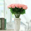 Nouveaux styles Artificielle Rose Soie Artisanat Fleurs Real Touch Fleurs Pour Le Mariage De Noël Salle Décoration 8 Couleur Pas Cher Vente